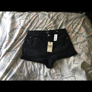 Black Denim Love Tree Jean Shorts